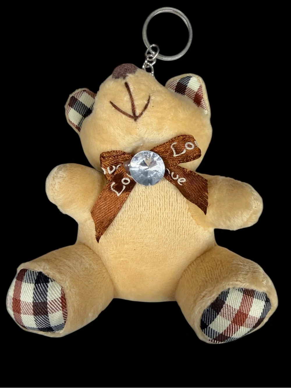 4” Teddy Bear Purse Charm Keychain Brown Plaid Paws plushie New